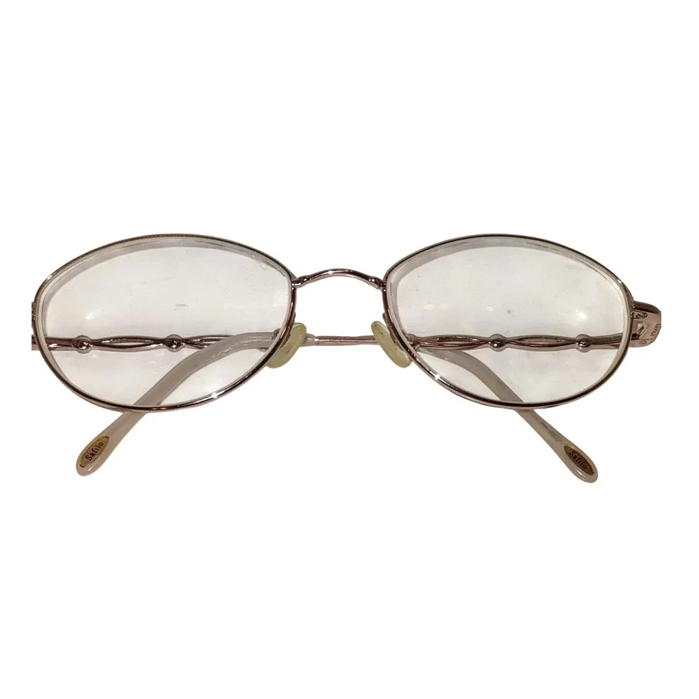 Safilo Vintage Rose Gold Metal Oval Eyeglasses Frames Italy 90s Retro Office
